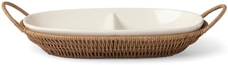 Oneida Willow and White Stoneware Chip and Dip Bowl with Tray by Oneida