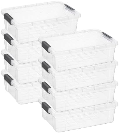 Superio 13.7 Quart Clear Plastic Storage Bin with Lid, Stackable Organizer Box, BPA-Free Storage Container for Home, Garage, School & Office, 8 Pack by Superio