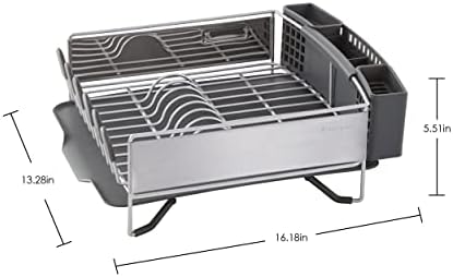 KitchenAid Compact Space Saving, Dish Rack with Removable Flatware Caddy and Angled Self Draining Drainboard, Satin Gray, 15-Inch-by-13.25-Inch - Image 6