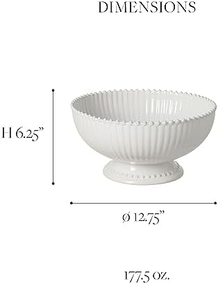 Costa Nova Ceramic Stoneware 13" Centerpiece Bowl - Pearl Collection, White | Microwave & Dishwasher Safe Dinnerware | Food Safe Glazing | Restaurant Quality Serveware - Image 2