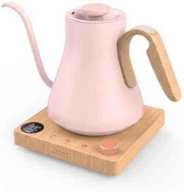 Epeios Gooseneck Electric Kettle with Temp Control,1200W,0.9L,Pink Walnut by Epeios