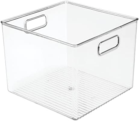 mDesign Plastic Modern Storage Organizer Bin Basket with Handles - 4 Pack - Clear by mDesign