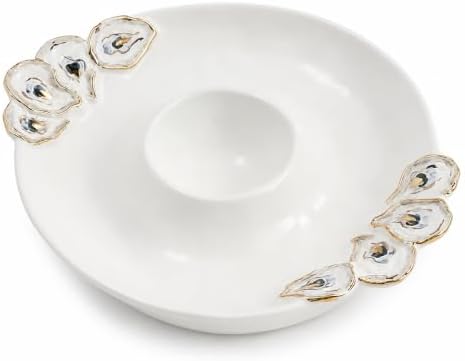 Mud Pie Oyster Chip And Dip Bowl Set, 2x10.5 by MudPie