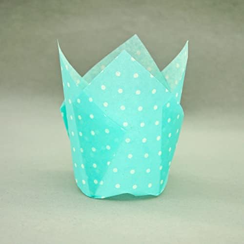 QLSmypkg Large Muffin Greaseproof paper Baking cupcake cups, 2-1/4" x 4" Blue printed with Polka Dot Tulip Baking Cup(Large) (125pcs) - Image 3