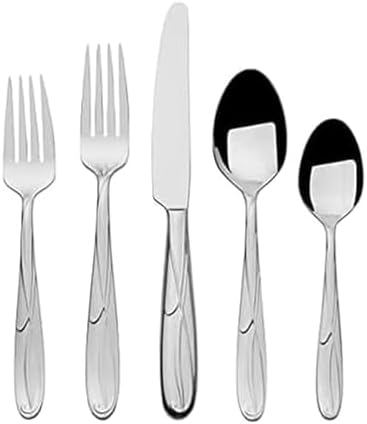 Mikasa Cocoa Blossom 65-Piece Flatware Set, Service for 12, 18/10 Stainless Steel Silverware with Teardrop Handles, Dishwasher Safe by Mikasa