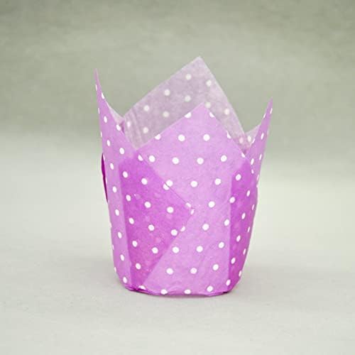 QLSmypkg Large Muffin Greaseproof paper Baking cupcake cups, 2-1/4" x 4" Purple printed with Polka Dot Tulip Baking Cup(Large) (125pcs) - Image 4