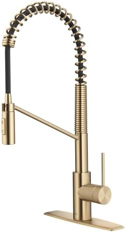 KRAUS Oletto Commercial Style Single Handle Pull Down Kitchen Faucet with QuickDock Top Mount Installation Assembly in Spot Free Antique Champagne Bronze, KPF-2631SFACB by Unknown