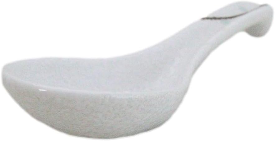 Ebros Gift Modern Yukino Hana Snow Flowers Ceramic Dinnerware Serveware Kitchenware Set Oriental Asian Restaurant Supply (Pack of 6 Asian Soup Spoons With Hook) - Image 6