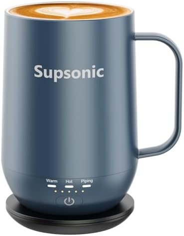 Supsonic - 16oz Self Heating Coffee Mug, Smart Heated Coffee Mug Faster Direct-Contact Heating Up to 149°F, Coffee Mug Warmer Set with Auto Shut-Off - Gifts for Men Women | S2 by Supsonic
