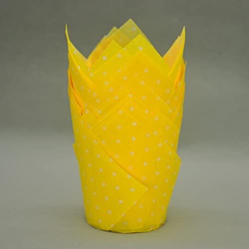 QLSmypkg Large Muffin Greaseproof paper Baking cupcake cups, 2-1/4" x 4" Yellow printed with Polka Dot Tulip Baking Cup(Large) (125pcs) - Image 5