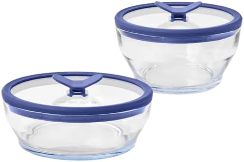Anyday 4-Piece Medium Glass Food Storage with Lids (Clear Blueberry) by Anyday