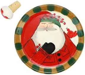 Vietri Old St. Nick Holiday Collection Italian Serveware Sets (Canape Plate Cork Stopper Set) by Vietri