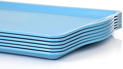 Mintra Home Large Unbreakable Plastic Rectangular Serving Tray/Platter with Handle 14 Inch 'Blue' (Heavy Duty,Large Capacity Great for Kitchen, Wedding, Restaurant Indoor or Outdoor Picnic Camping by Mintra