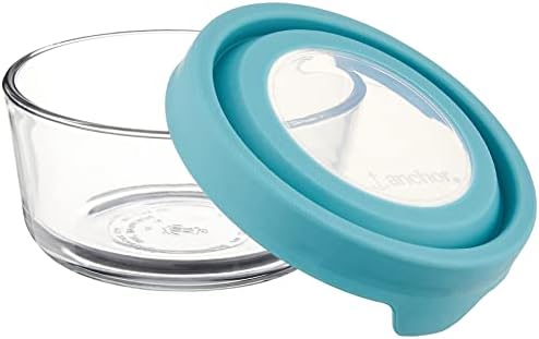 Anchor Hocking 2 Cup Glass Storage Containers with Lids, Set of 6 Glass Food Storage Containers with Mineral Blue TrueSeal Lids - Image 3