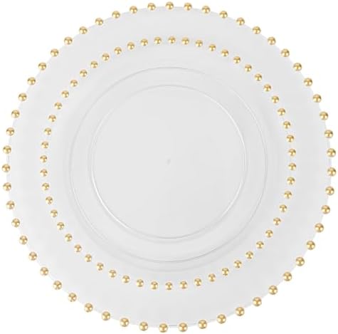 PLASTICPRO 64 Piece Combo Plastic Dinner Plates Disposable Plastic Fancy Heavy Duty Party Dishes 7 inch and 10 inch, Clear and Gold Beaded - Image 7