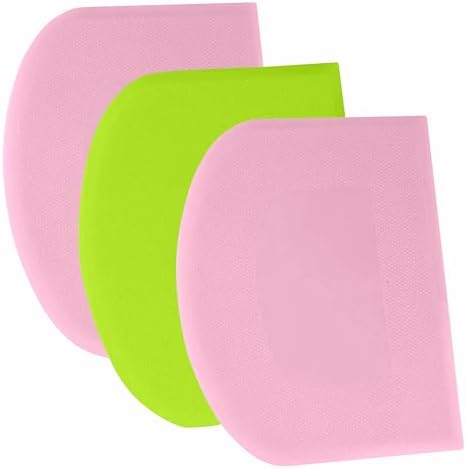 SURDOCA Dough Scraper Bench Scraper - 3P 13x7.9" Plastic Flexible Bowl Scraper, Sharp Edge & Angles Cake Scraper. Non-Slip Bakeware Decorating Tools Sculpting & Modeling Tools - Pink+Green+Pink by SURDOCA