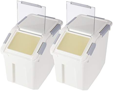 EonTone [2-Pack] 30 lbs Rice Storage Container, 15L Airtight Food Bin with Wheels for Flour, Pet Food by EonTone