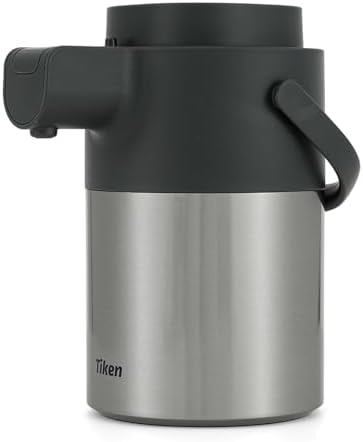 Tiken Airpot Coffee Dispenser with Pump - 74oz/2.2L Thermal Coffee Carafes for Hot Beverage - Stainless Steel Insulated Thermos Carafe, Silver by WelcometoTikenWare