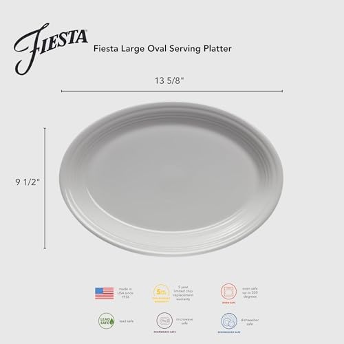 Fiesta® 11 5/8" Medium Oval Serving Platter – Durable Ceramic, Lead-Free, Dishwasher/Microwave/Oven Safe – Made in USA - Peony - Image 2