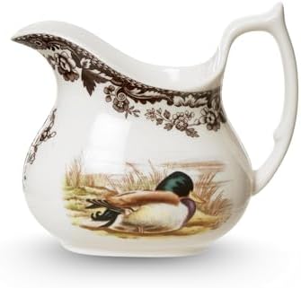 Spode Woodland Wildlife Mallard 8 oz Porcelain Creamer - Rustic Holiday Serveware, Wildlife-Inspired Duck Design, Dishwasher & Microwave Safe Table Accessory - Fine Porcelain Made in England by Spode