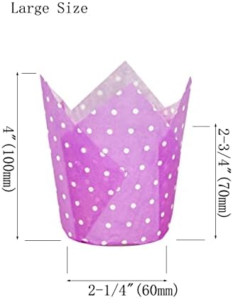 QLSmypkg Large Muffin Greaseproof paper Baking cupcake cups, 2-1/4" x 4" Purple printed with Polka Dot Tulip Baking Cup(Large) (125pcs) - Image 2