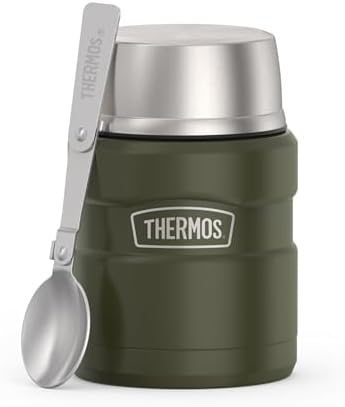 THERMOS Stainless King Food Jar with Spoon, 16oz, Matte Army Green by Thermos