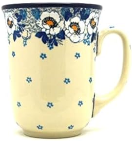 Polish Pottery Mug - 16 oz. Bistro - White Poppy by Polish+Pottery+Gallery