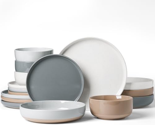 Famiware Milkyway 16-Piece Dinnerware Set with Pasta Bowls, Multi-color by Famiware