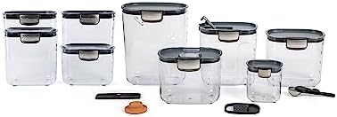 ProKeeper+ Airtight Food Storage Container Set – Clear Plastic Flour and Sugar Canister Set with Magnetic Accessories for Kitchen Organization (Grey, 13-Piece) by Unknown