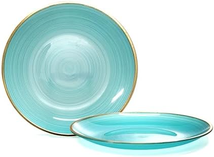 " OCCASIONS " 120 Plates Pack,(60 Guests) Premium Wedding Party Disposable Plastic Plates Set -60 x 10'' Dinner + 60 x 7'' Salad/Dessert (Belize, Aqua & Gold) - Image 3