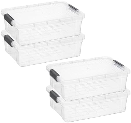 Superio Storage Bins with Lids, Clear Plastic Containers for Organizing, Stackable Totes, BPA Free, Odor Free, Organizer Boxes for Home, and Dorm (4 Pack, 22.75 Qt) by Superio