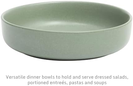 Gibson Elite Pasco 16 Piece (Service for 4) Plates and Bowls Double Bowl Reactive Glaze Dishes Stoneware Ceramic Dinnerware Set - Green - Image 5