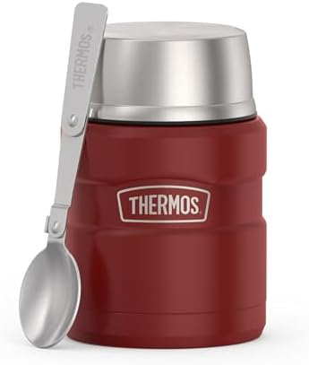 THERMOS Stainless King Food Jar with Spoon, 16oz, Matte Red by Thermos