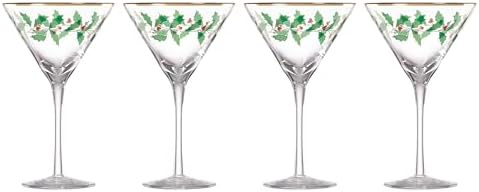 Lenox Holiday Decal Martini Glasses, Christmas Set of 4 by Lenox