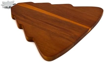 Nambé Christmas Tree Cheese Board - Whimsical Holiday Serveware with Silver Star Spreader, Acacia Wood Charcuterie or Antipasto Tray, Decorative Christmas Entertaining and Seasonal Table Accent by Unknown