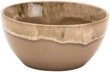 TTU Tabletops Gallery Tuscan Collection Reactive Glaze 4 Piece Stoneware Cereal Bowl Set Dining Kitchen Tableware Service for 4, Brown - Image 6