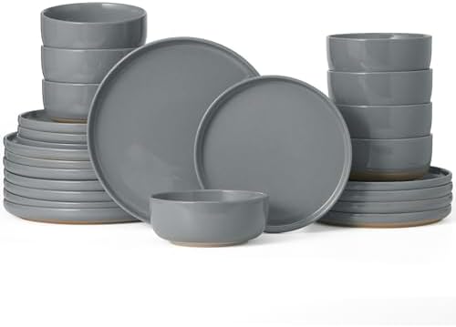 Famiware Milkyway 24-Piece Stoneware Dinnerware Set, Dark Gray by Famiware