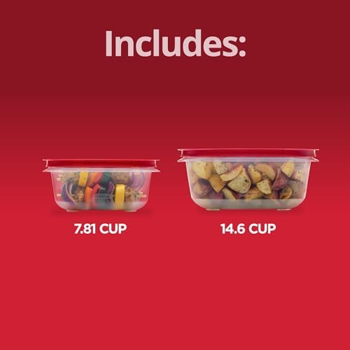 Rubbermaid 7.81- and 14.66-Cup EasyStore Square Containers, Food Storage Containers with Lids, 4-Piece (Pack of 2) - Image 6