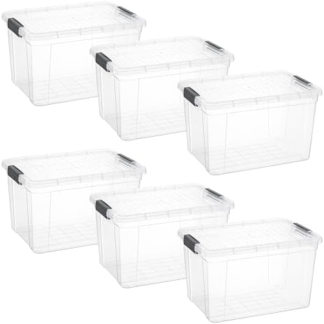 Superio 26.5 Quart Clear Plastic Storage Boxes with Lids, Stackable Organizer Containers, BPA-Free Storage Bins for Home, Office, School & Dorm, 6 Pack by Superio