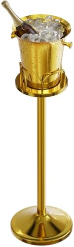 Ice Bucket with Stand Standing Champagne bucket for Party Stainless Steel Wine Bucket Wine Cooler with Stand 5L Wine Chiller for Bar Ktv Weding by Unknown