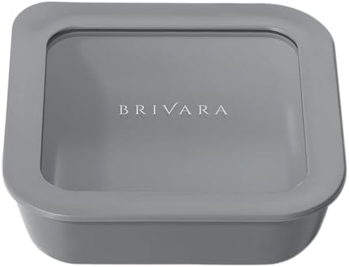 Glass Food Storage Container & Lid, 2.5-Cup Square, Smoke by BrivaraHome