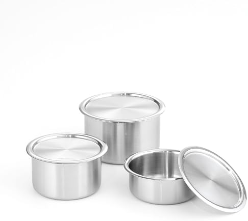 CaKE 3PCS Stainless Steel Food Storage Containers Set With Lids Canister Kitchen Appliances Dishwasher Safe Premium South Korea by EVERSTEN