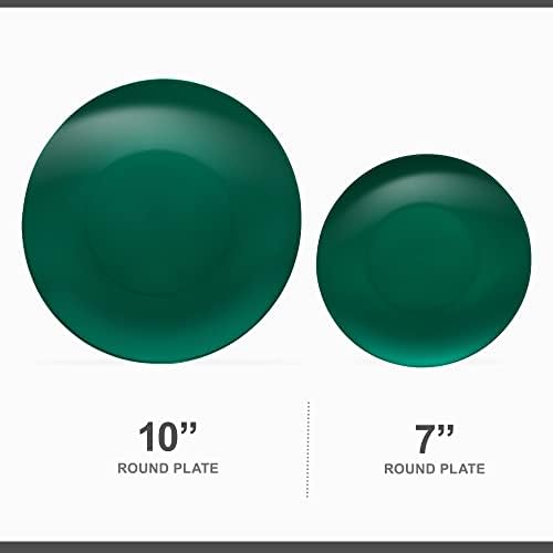 PLASTICPRO 128 Piece Combo Plates Christmass Set includes 64-7'' inch Plates & 64-10'' inch Plates Green Plastic Party Plates Christmass theme heavyweight Elegant, Disposable, Tableware, Dishes, - Image 5