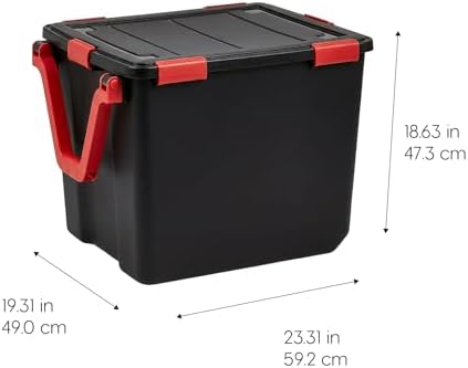 IRIS USA 3-Pack 106 Qt Storage Bins with Gasket Lids, Black/Red - Image 2