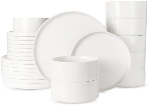 Famiware Porcelain 24-Piece Dinnerware Set, White by Famiware