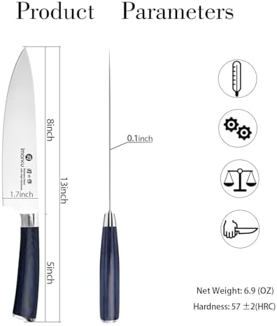 imarku 8 Inch Japanese High Carbon Gyutou Chef Knife, Blue Pakkawood Handle - Image 5
