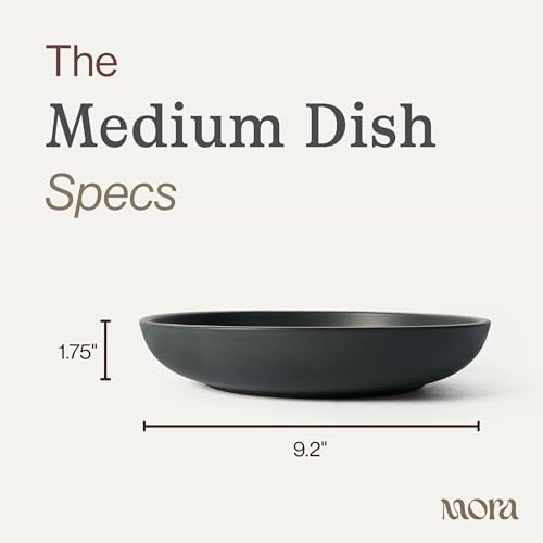 MORA Medium Dishes Set of 4, 30oz Ceramic Pottery Pasta Plate/Wide Bowls - Microwave, Oven and Dishwasher Safe - Liquorice - Image 2