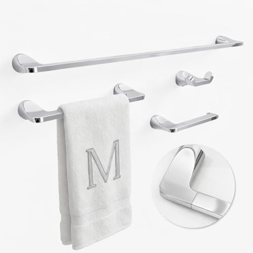 Mega Handles Bathroom Accessory Set Polished Chrome - 4-Piece, Towel Bar by MegaHandles
