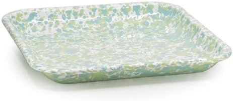 Golden Rabbit Enamelware Square Plates, 10.5 inch, Jardin Swirl, Set of 2 - Image 2