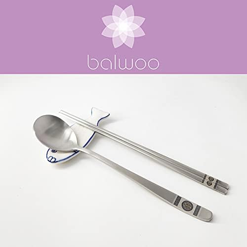 [5 Sets] [Made in Korea] Korean Sticky Rice Spoon Chopsticks Set Gold Titanium Plating 304 Stainless Steel Tableware Cutlery Set Mukbang Chopsticks (Korean Palace Pattern, 5 Sets) - Image 3